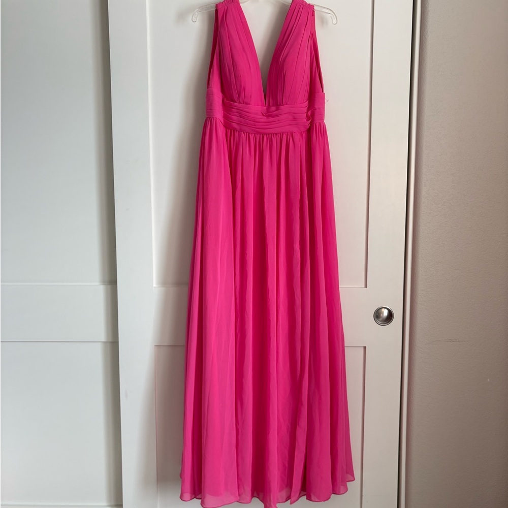 Sleeveless Deep V Maxi Dress in Hot Pink - Fuchsia - GORGEOUS!!